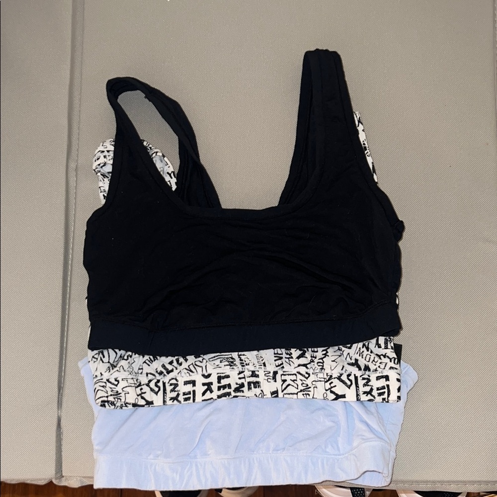 DKNY Black and White Sports Bra Trio
